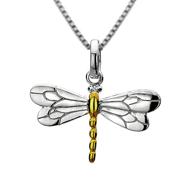 Dragonfly Necklace Silver And Gold Plated from the Necklaces collection at Argenteus Jewellery