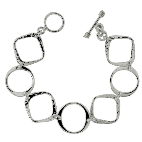 Textured Squares & Circles Bracelet from the Bracelets collection at Argenteus Jewellery