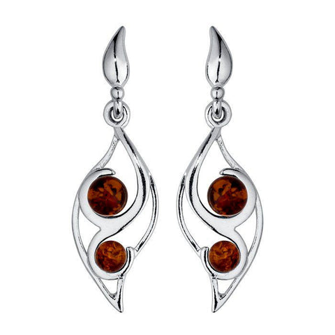 Amber Leaf Beads Earrings from the Earrings collection at Argenteus Jewellery