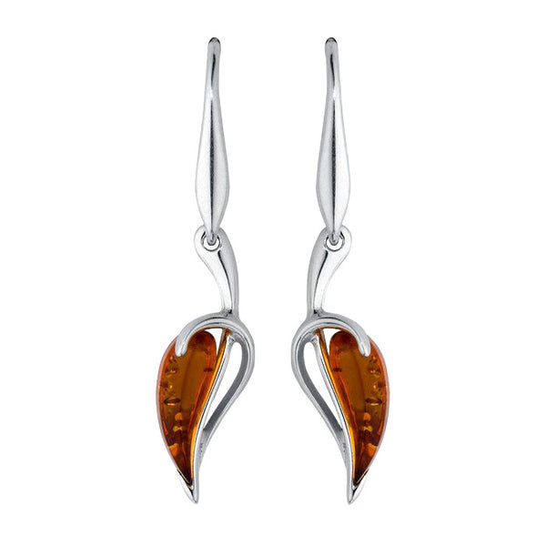 Amber Leaf Drop Earrings from the Earrings collection at Argenteus Jewellery