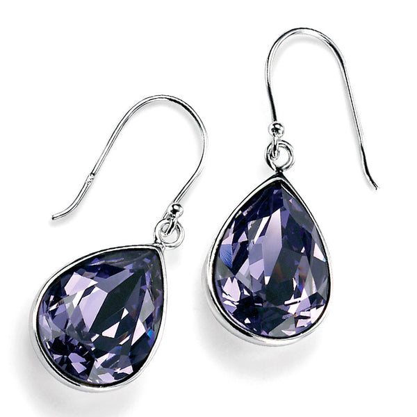 Purple Swarovski Crystal Teardrop Earrings from the Earrings collection at Argenteus Jewellery
