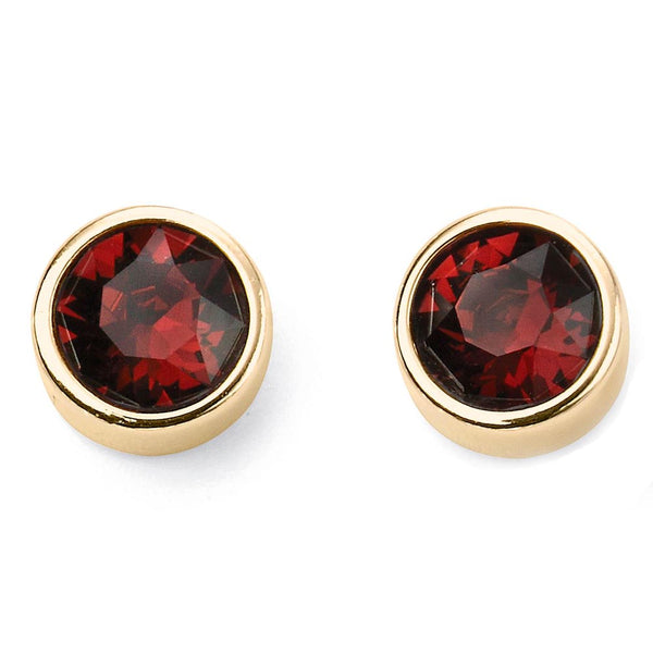 Birthstone-January Garnet Earrings Gold Plate