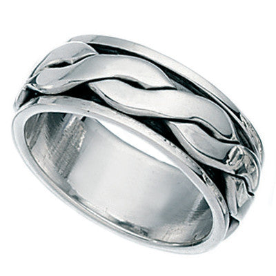 Mens Plait Rotating Ring