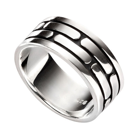 Mens Long Rectangles Pattern Ring from the Rings collection at Argenteus Jewellery