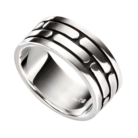 Mens Long Rectangles Pattern Ring