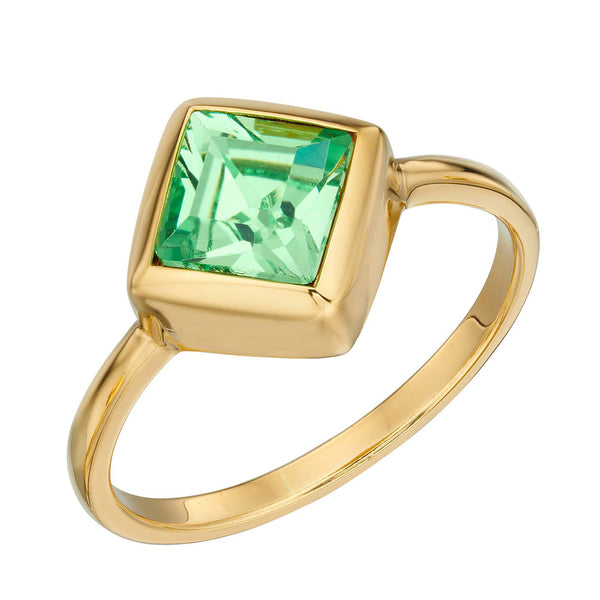 Lozenge Peridot Green Crystal Ring