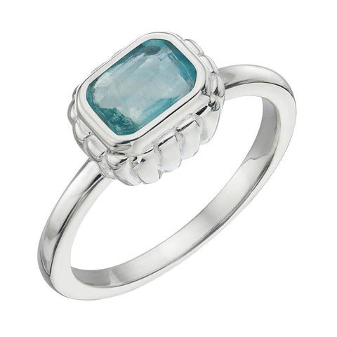 Ruffles Edge Rectangle Ring - Green Fluorite