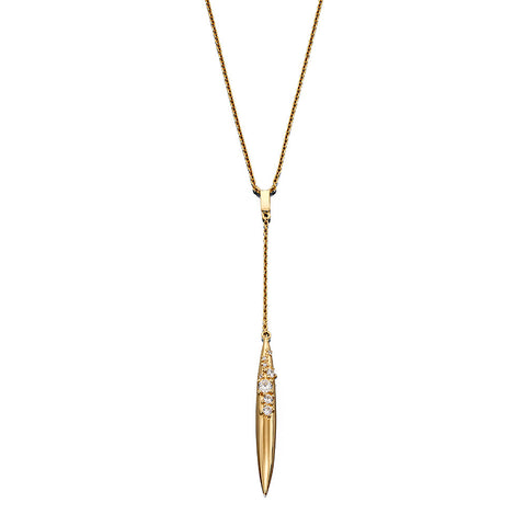 Crystalline Texture Drop Necklace - Gold Plate