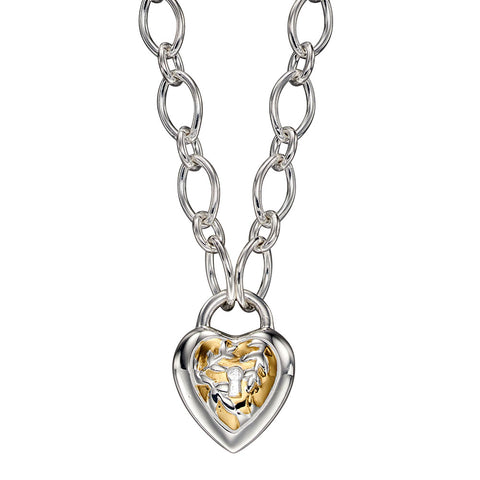 Tapestry Heart Padlock Necklace from the Necklaces collection at Argenteus Jewellery