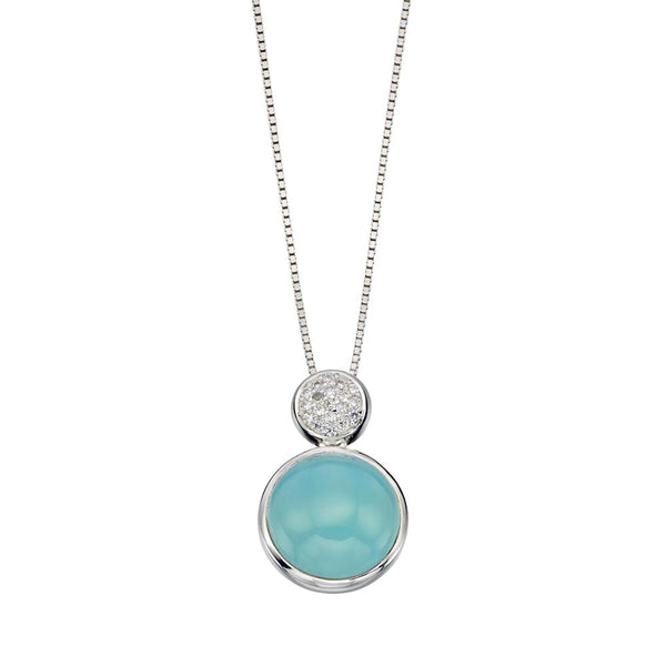 Aqua Agate Round Drop Necklace from the Necklaces collection at Argenteus Jewellery