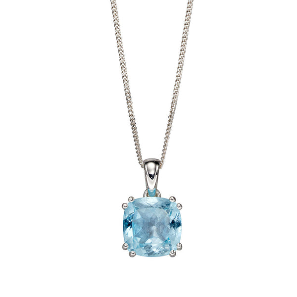 Lucent Square Blue Topaz Necklace from the Necklaces collection at Argenteus Jewellery