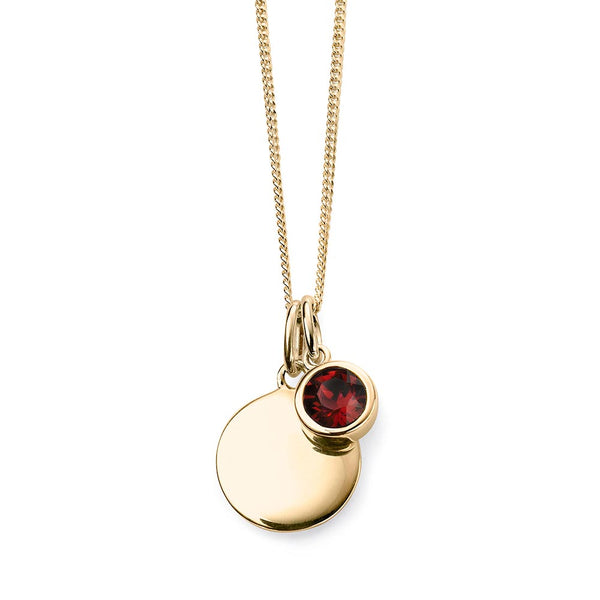 Birthstone-January Garnet Necklace Gold Plate