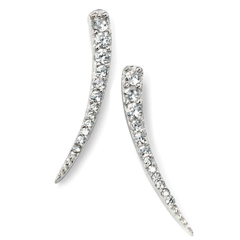 Crystal Studded Spike Sterling Silver Stud Earrings