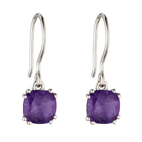 Lucent Square Amethyst Drop Earrings