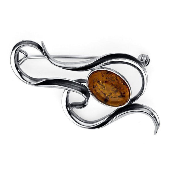 Amber Curled Ribbon Brooch