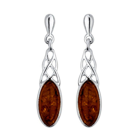 Amber Celtic Drop Earrings