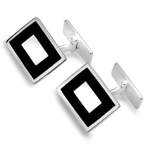 Sterling Silver And Black Onyx Cufflinks from the Cufflinks collection at Argenteus Jewellery