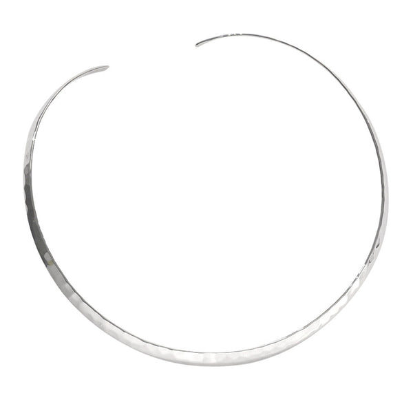 Rounded Torc Necklace - Hammer Finish from the Necklaces collection at Argenteus Jewellery