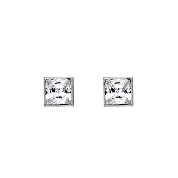 Gold Square Stud Earrings With Cubic Zirconia from the Earrings collection at Argenteus Jewellery