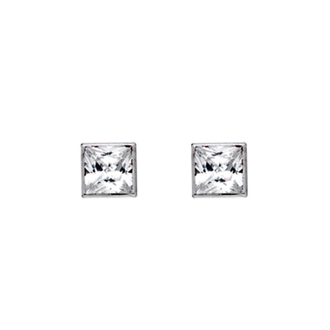 Gold Square Stud Earrings With Cubic Zirconia from the Earrings collection at Argenteus Jewellery