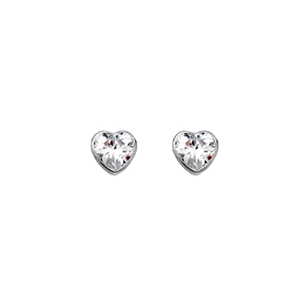 Gold Heart Stud Earrings With Cubic Zirconia from the Earrings collection at Argenteus Jewellery