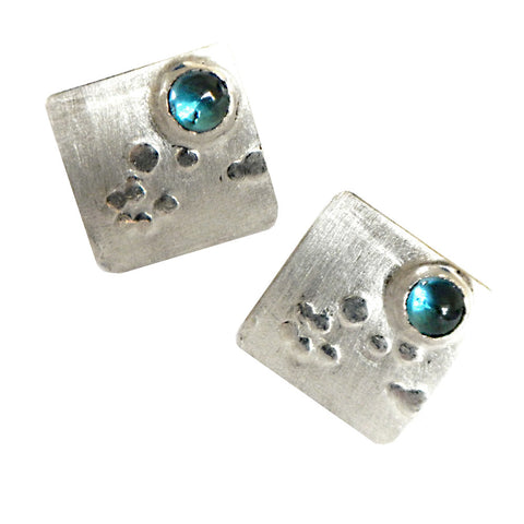 Hazel Davison - Bubbles and Blue Topaz Stud Earrings from the Earrings collection at Argenteus Jewellery
