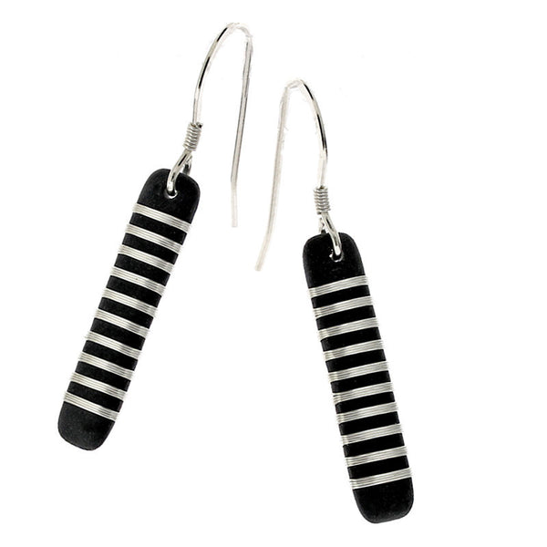 Tracey Birchwood - 25mm Drop Narrow Bands Earrings from the Earrings collection at Argenteus Jewellery