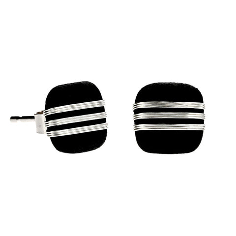 Tracey Birchwood - 7mm Three Band Square Stud Earrings