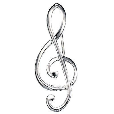 Sterling Silver Treble Clef Brooch from the Brooches collection at Argenteus Jewellery