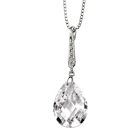 White Cubic Zirconia Teardrop Necklace from the Necklaces collection at Argenteus Jewellery