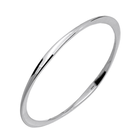 Oval Polished Silver Flat Edge Bangle from the Bangles collection at Argenteus Jewellery