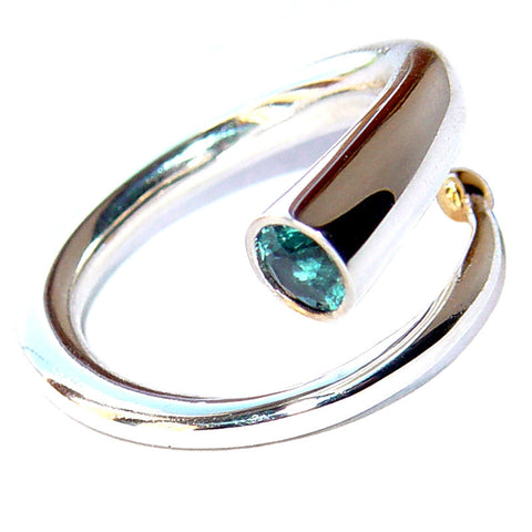 Paul Finch - Blue Topaz 18ct Gold Detail Spiral Ring