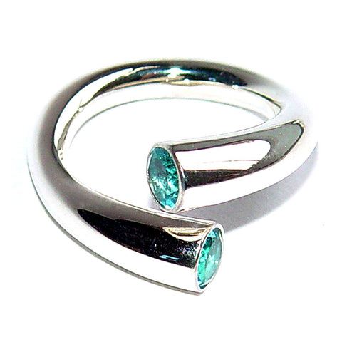 Paul Finch - Blue Topaz Crossover Ring from the Rings collection at Argenteus Jewellery