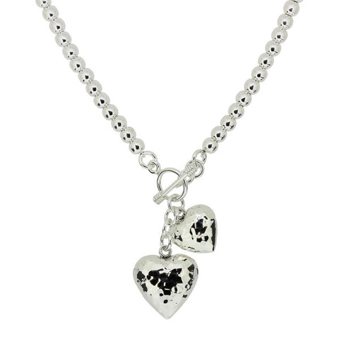 Heart Drop Necklace - Hammer Finish from the Necklaces collection at Argenteus Jewellery
