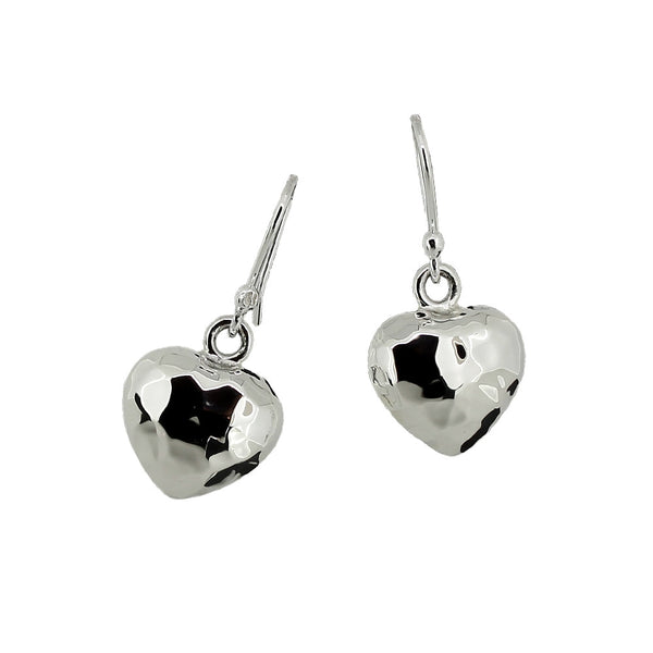 Heart Drop Earrings - Hammer Finish from the Earrings collection at Argenteus Jewellery