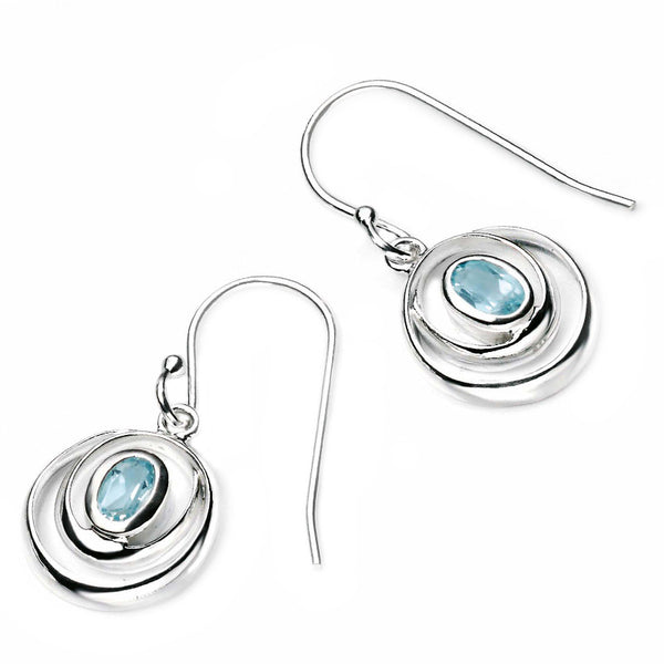 Blue Topaz Oval Swirl Drop Earrings from the Earrings collection at Argenteus Jewellery