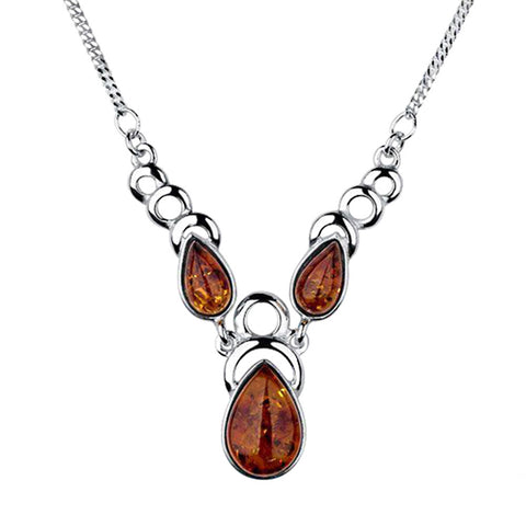 Amber Teardrops And Circles Necklace from the Necklaces collection at Argenteus Jewellery
