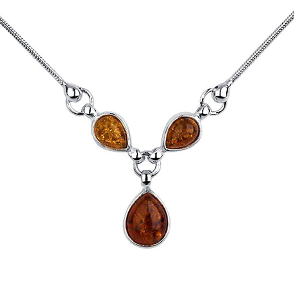 Amber Teardrops Necklace from the Necklaces collection at Argenteus Jewellery