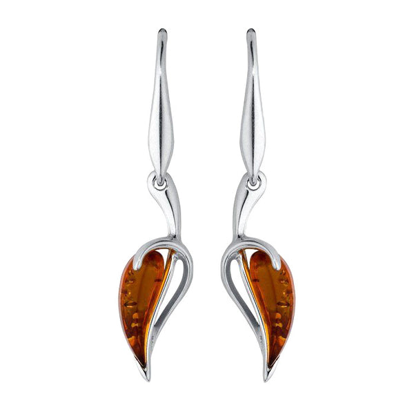 Amber Leaf Drop Earrings from the Earrings collection at Argenteus Jewellery