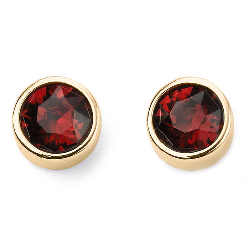 Birthstone-January Garnet Earrings Gold Plate