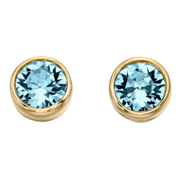 Birthstone-March Aquamarine Earrings Gold Plate