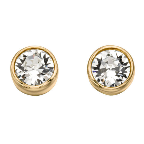 Birthstone-April Crystal Earrings Gold Plate
