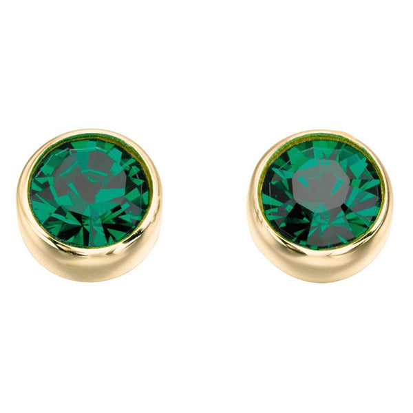 Birthstone-May Emerald Earrings Gold Plate