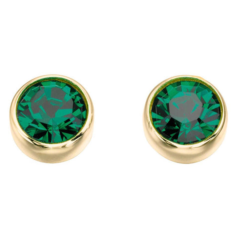 Birthstone-May Emerald Earrings Gold Plate