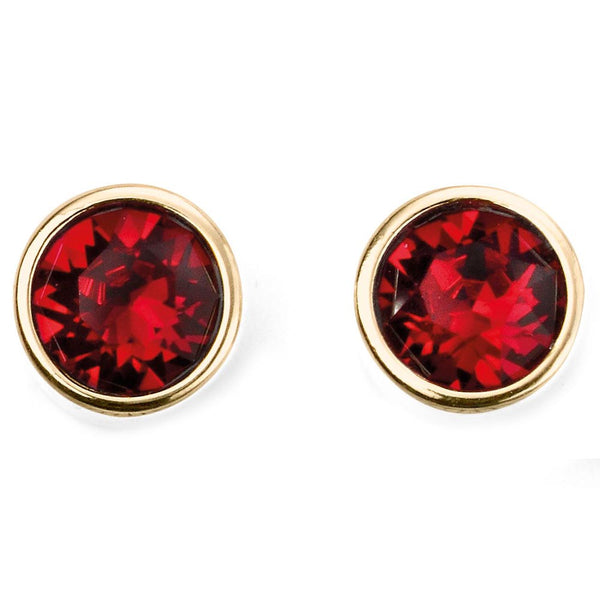 Birthstone-July Ruby Earrings Gold Plate