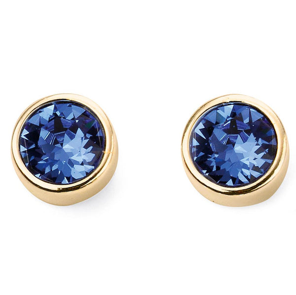 Birthstone-September Sapphire Earrings Gold Plate