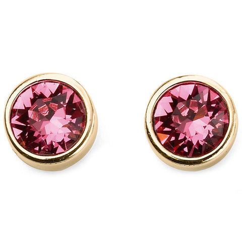 Birthstone-October Rose Tourmaline Earrings Gold Plate