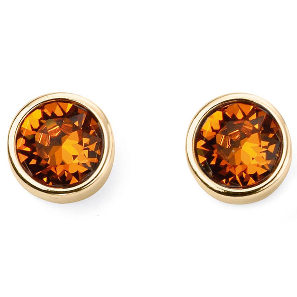 Birthstone-November Orange Topaz Earrings Gold Plate