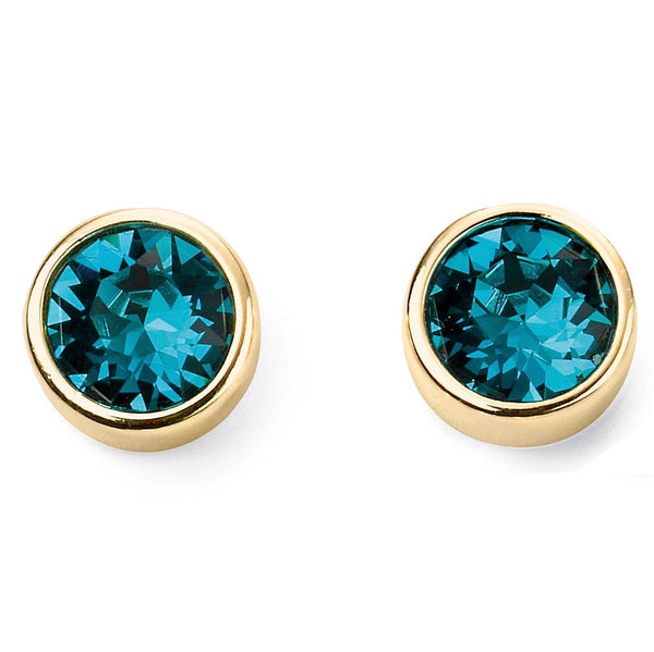 Birthstone-December Blue Zircon Earrings Gold Plate