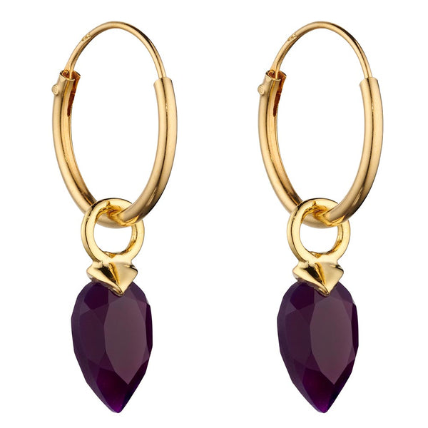 Birthstone-February Purple Chalcedony Drop Earrings